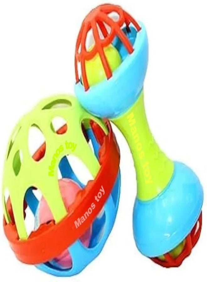 Manos Baby Stimulating Rattle Balls, Soft, Funny Toys, Set of 2 - Image 1